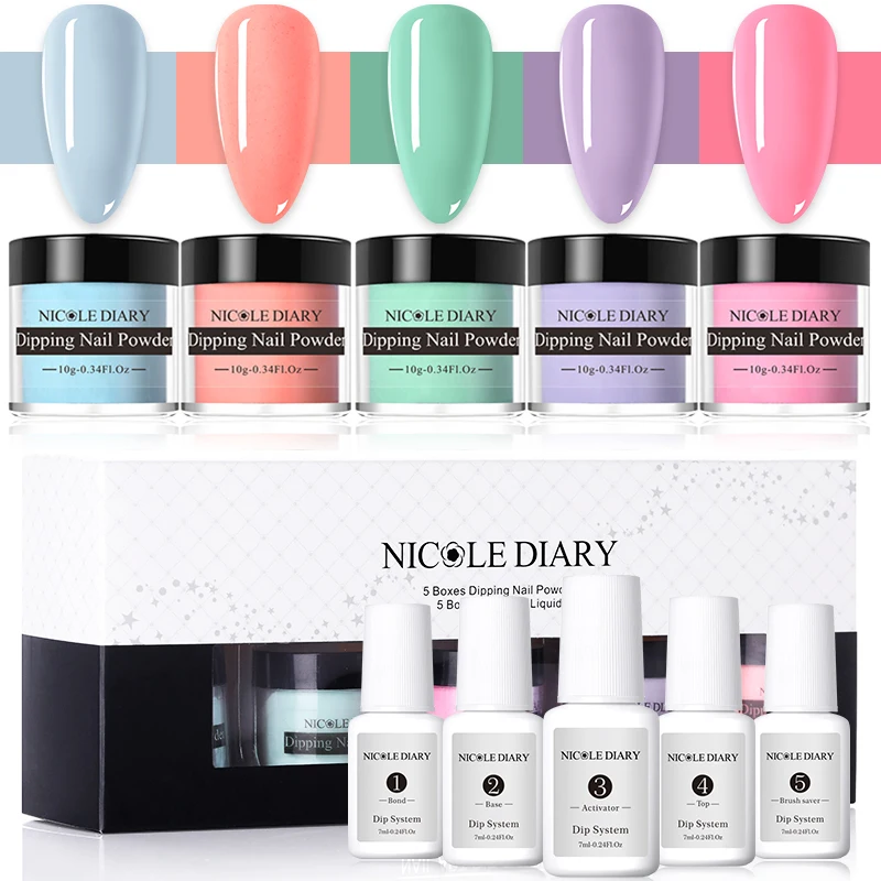NICOLE DIARY погружающийся порошок для ногтей матовый светящийся блеск для ногтей порошок Набор Dip порошок для ногтей Пыль для украшения ногтей натуральный сухой - Цвет: 10pcs set 6