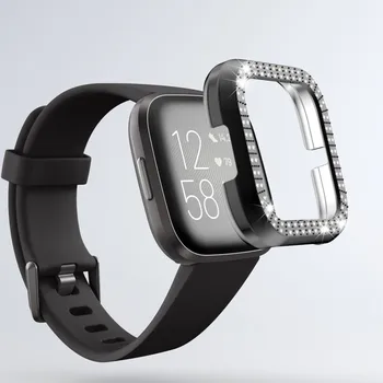 

25# Ultra-slim Luxury Bling Crystal Pc Case Cover Protector For Fitbit Versa 2 Bumper Smart Watch Accessories Protection Cover