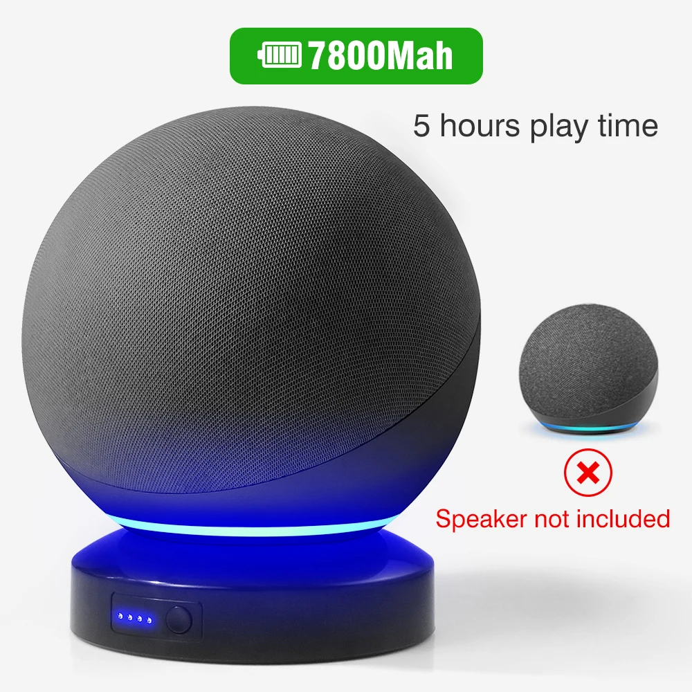 Battery Base for Echo 4th Gen 7800Mah Portable Wireless Charger Power Bank for Amzon Alexa Echo 4th Gen Holder Mount Stand