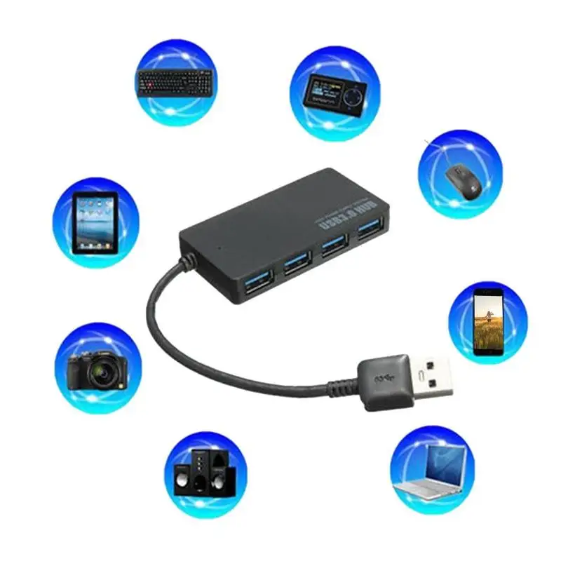 4 порта USB концентратор Высокоскоростной USB 3,0 концентратор разветвитель расширение мини концентратор адаптер поддержка Windows7/8 для ПК компьютер ноутбук ПК