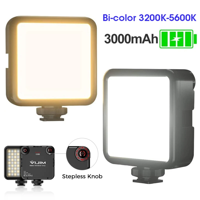 

VTOPEK VL81 3200k-5600K 850LM 6.5W Dimmable Mini LED Video Light Smartphone SLR Camera Rechargable Vlog Fill Light 3000mAh