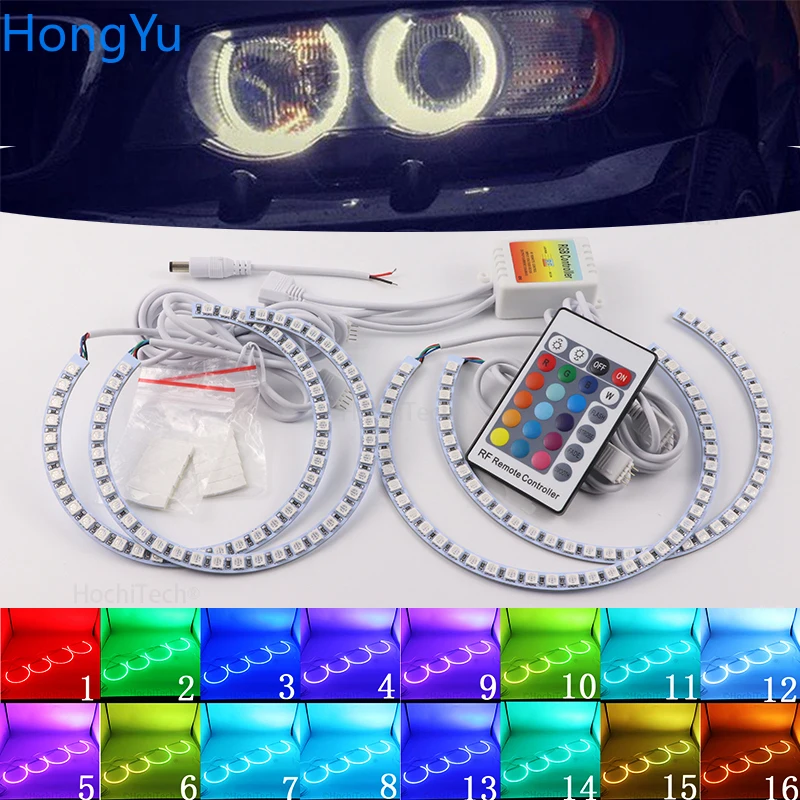 

Latest Headlight Multi-color RGB LED Angel Eyes Halo Ring Eye DRL RF Remote Control for BMW E53 X5 2000 - 2003 Accessories