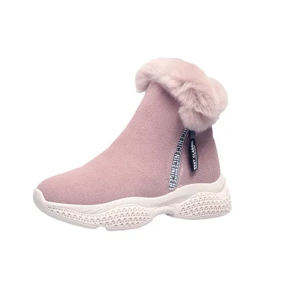 Winter Snow Boots For Women Warm Plush Ankle Boot Ladies Shoes Heels Casual Zip Women Ankle Boots Winter Shoes Snow Boot - Цвет: Pink