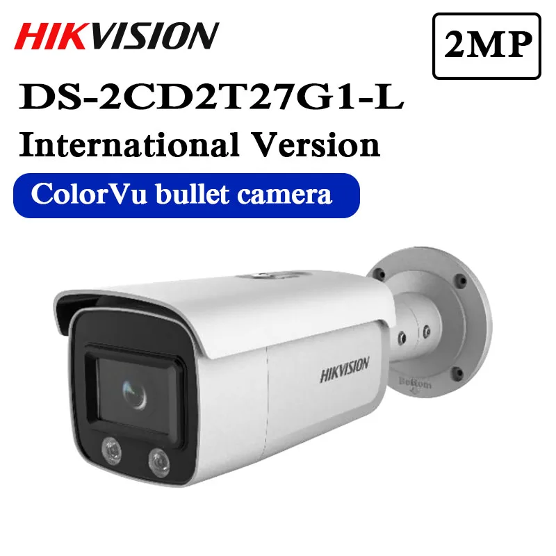 

Hikvision ColorVu Original IP Camera DS-2CD2T27G1-L 2MP Network bullet POE IP Camera H.265 CCTV Camera SD Card Slot