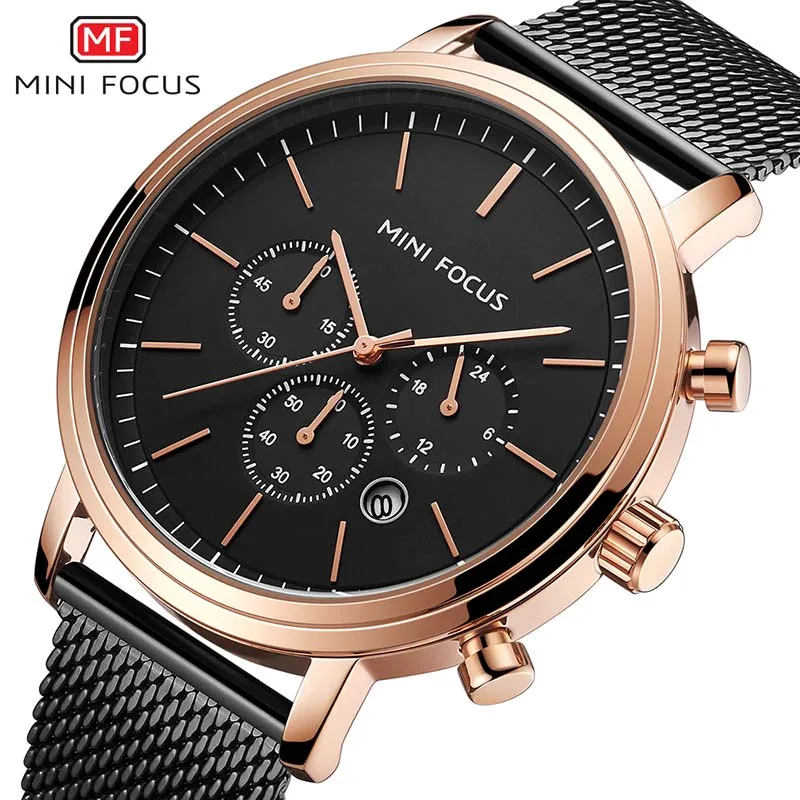 Модные мужские наручные часы Роскошный дизайн кварцевые MINIFOCUS для мужчин 30 м