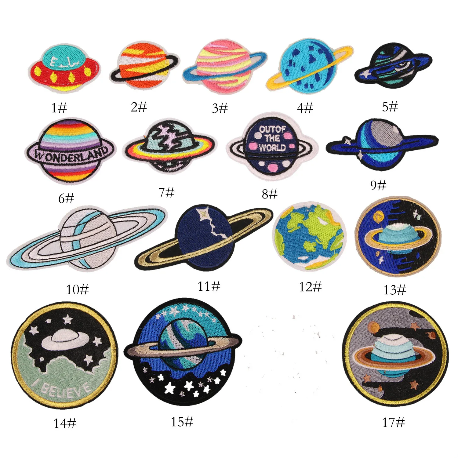 Embroidery Applique Patch Iron On Round Pink Planet Galaxy Badge