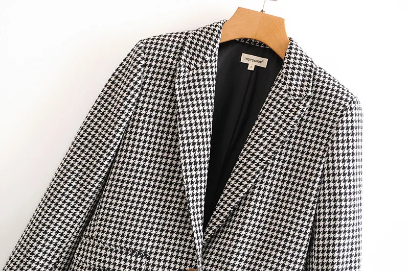 

Europe And America 2019 Autumn New Style WOMEN'S Dress British Style Retro Thousands of Birds One-Button Suit Casual Suit Jacket