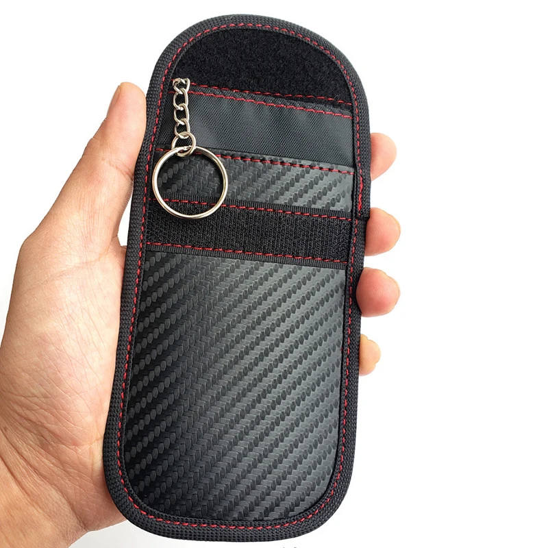 Черный Автомобильный ключ короткий кошелек Rfid Блокировка не сканирование PU кожаная сумка для автомобиля ключ углеродного волокна шаблон мужской Femme ключ сумка Противоугонная - Цвет: Черный