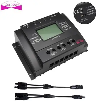 

12V/24V LCD USB Port Solar Panel Regulator Charge Controller+Connector 60A/80A