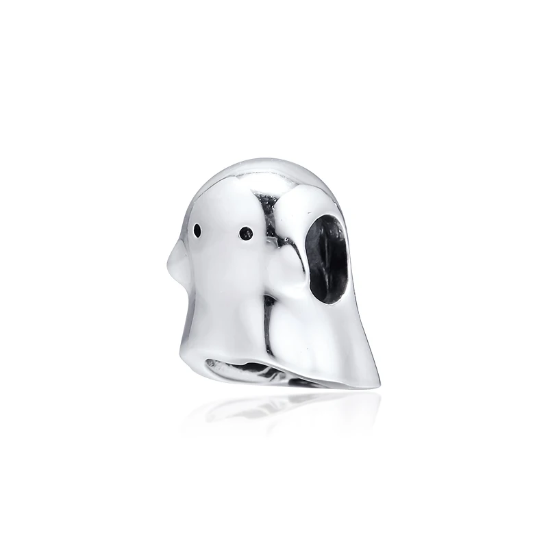 

PANDULASO Real 925 Sterling Silver Boo The Ghost Charm Fit Snake Chain Bracelets Original Beads For Jewelry Making 2019 Autumn