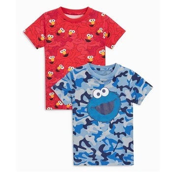 

Kids Summer Sesame Street Tees Girls And Boys Short Sleeve Top Elmo Cartoon Print Children's T-shirt Funny Casual Unisex Clothes