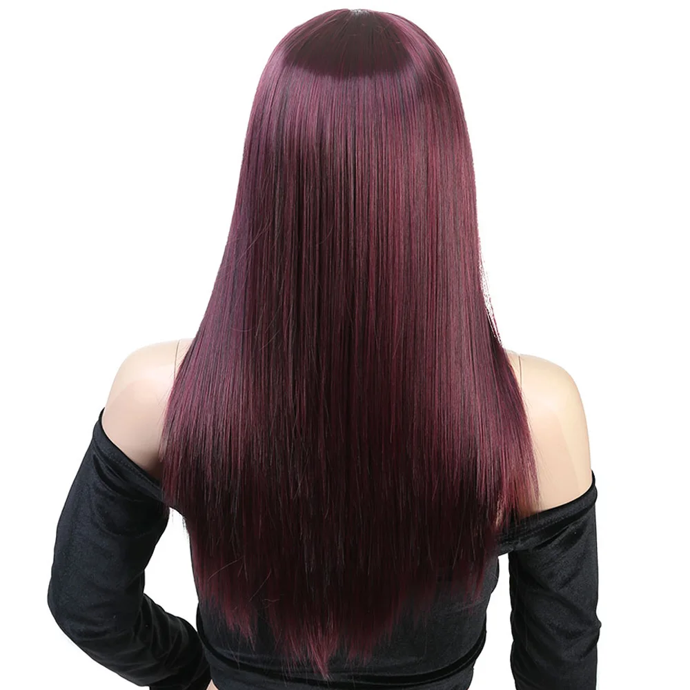 Longas em Linha Sintética com Franja para Afro-americanos Perucas de Cabelo Resistente ao Calor Liangmo Perucas Reta Peruca Fibra Cosplay Sintética 19 Apliques e perucas