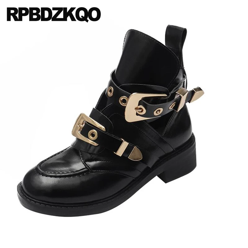 

Women Platform Metal Shoes Waterproof Black Ankle Designer Chunky Brand Patent Leather Round Toe Block Punk Rock Boots 2021