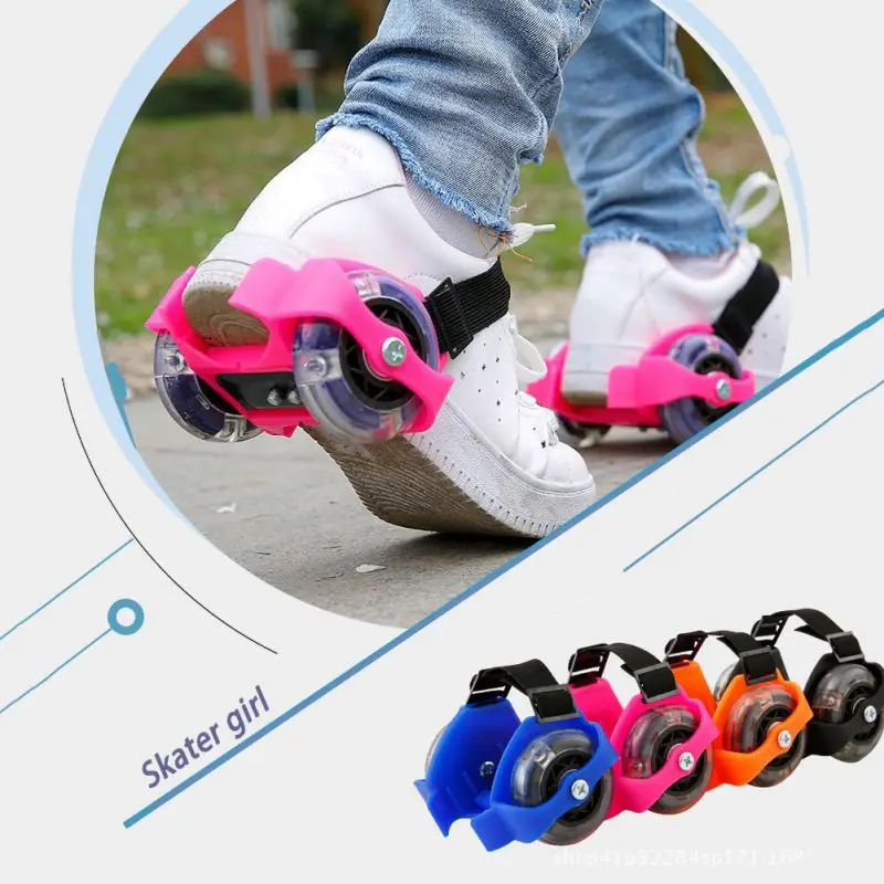 Детские интересные колеса пятки роликового, лыжного ботинка Регулируемый Красочный Мигающий Ролик высокого качества ролики на пятку светящиеся колеса
