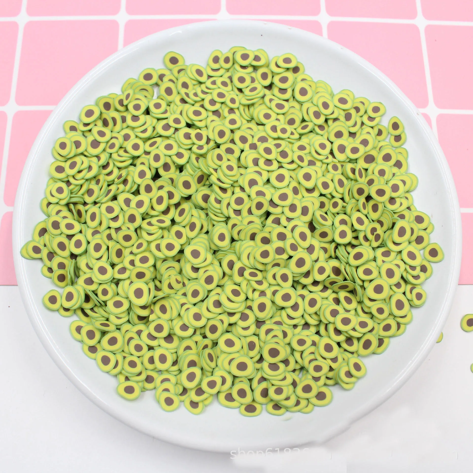 10g/Pack Avocado Slices Slime Supplies Toy Polymer Clay Fimo Fruit Slices Charms Accessories Addition For Fluffy Clear Slime
