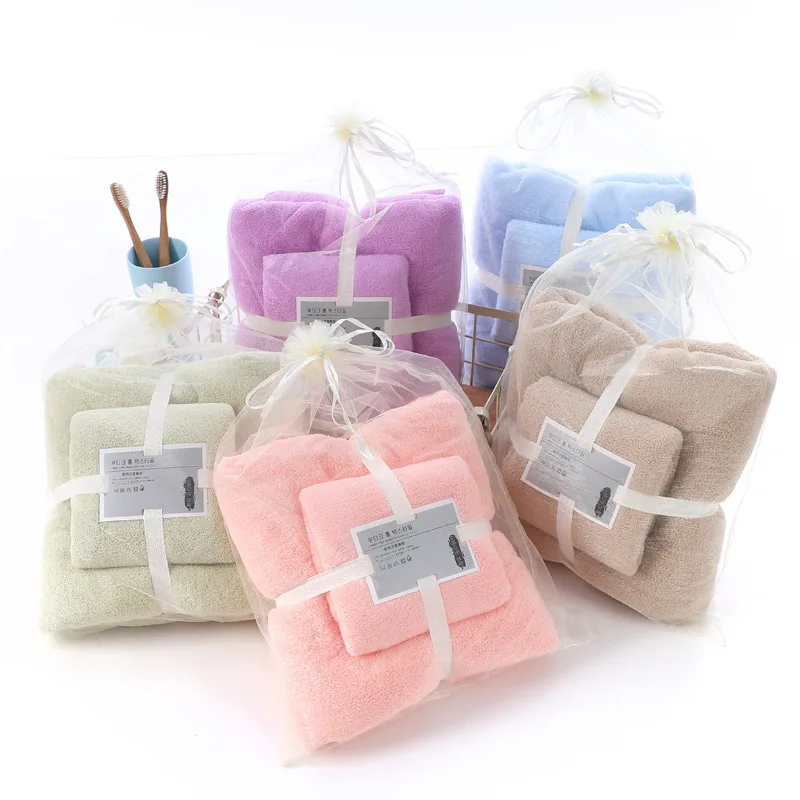 

Microfiber Towel Set Bath Towel Face Towel for Adults Blue Purple Green Grey Pink Towels Bathroom Set 70x140cm 35x75cm