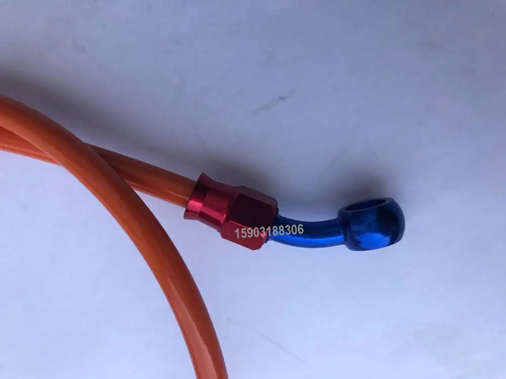 SAEJ1401 racing brake line Single Stainless Steel braided Brake Lines for universal car with red blue banjo fittings