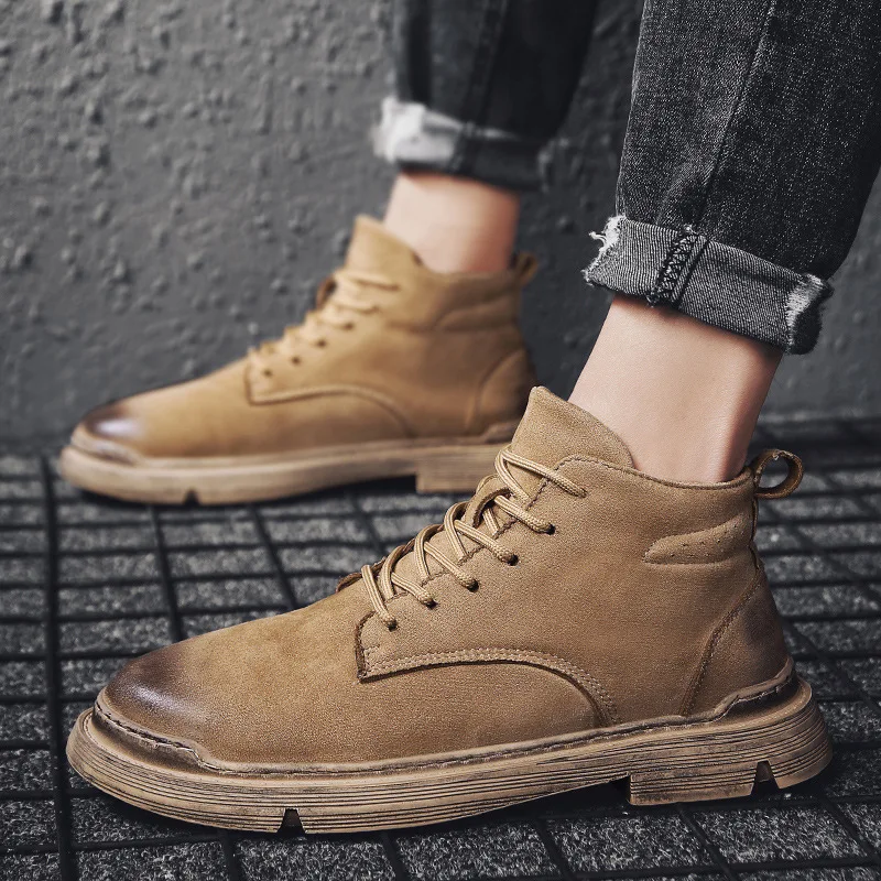 

2020 Spring New Style British Style Retro Martin Boots Men's Versatile Fashion Genuine Leather Worker Boot Men's Boot