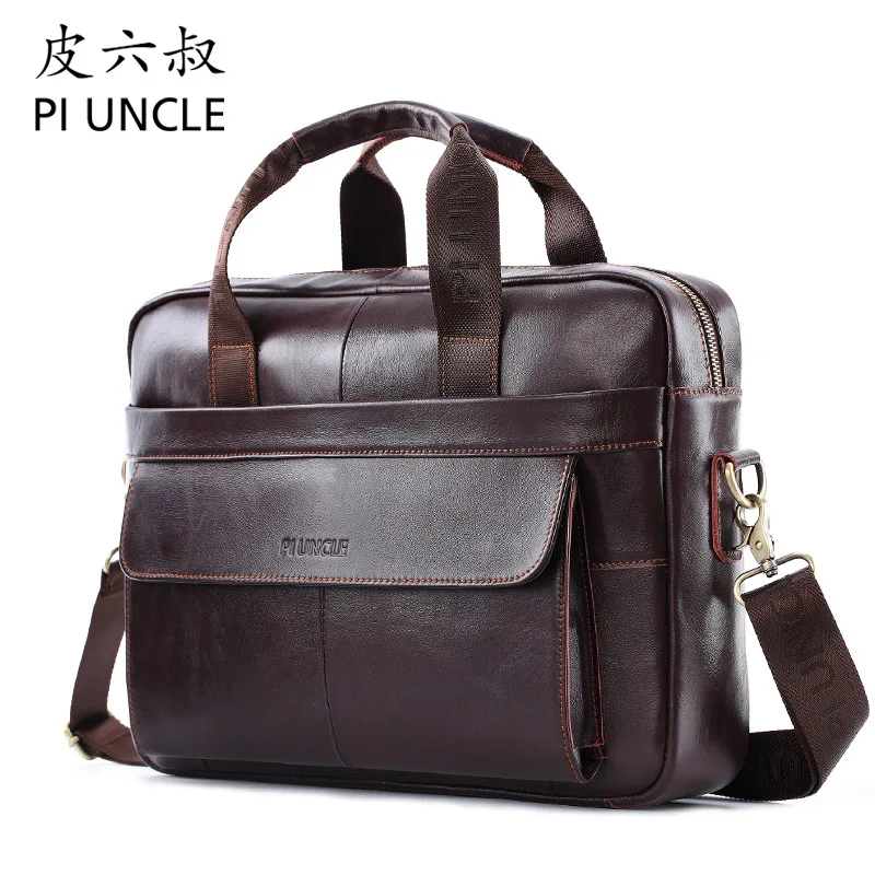 

PI UNCLE Brand Genuine Leather 14' Business OL Briefcase Top-handle Handbag Men Crossbody Shoulder Bag Men's Messenger Bags