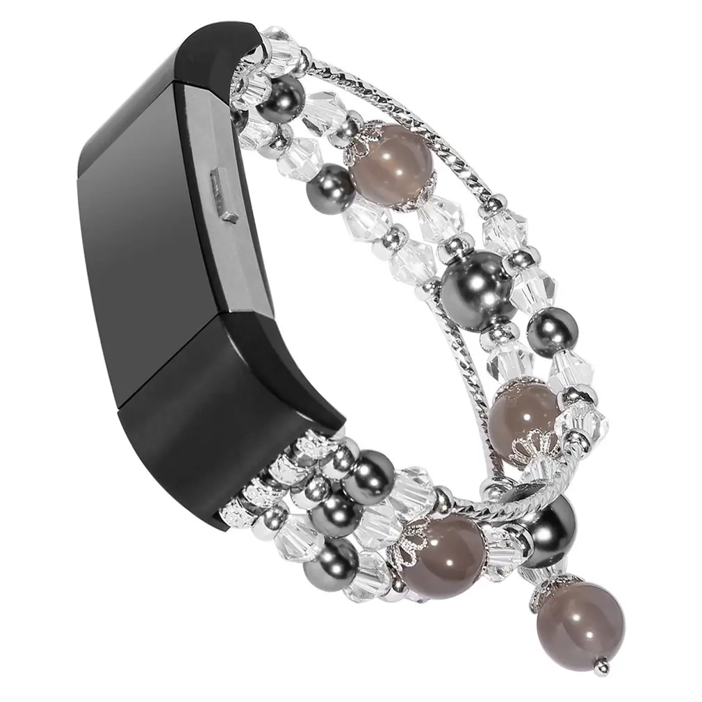 Simpeak браслет для Jewelry Charge 2 ювелирный браслет с эластичными жемчужные бусины Fit Bit Smartwatch для женщин девочек