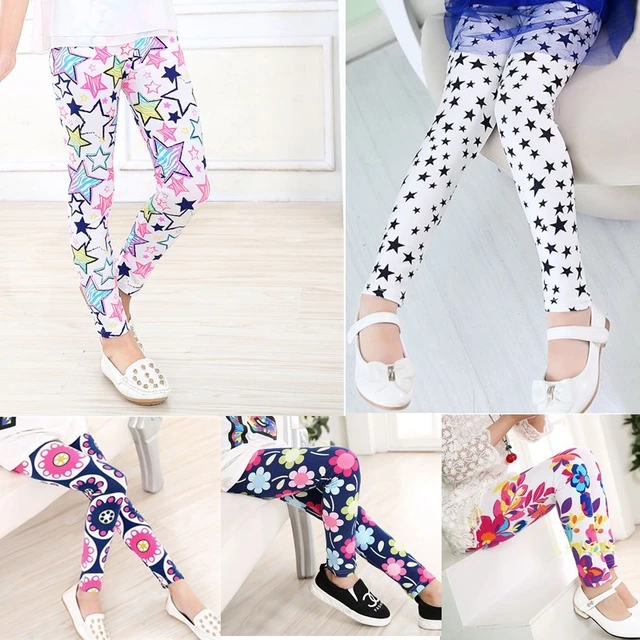 Girls Leggings for Kids Rainbow Print Casual Floral Pencil Pants Cute  Toddler Skinny Trousers Teenage Child