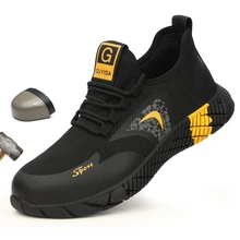 Chaussures de sécurité respirantes et légères avec embout en acier pour homme, baskets de travail Anti écrasement, pointures 37 46