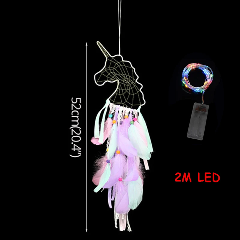 rainbow Led set Светодиодный Единорог Ловец снов домашнее подвесное украшение Ловец снов цветочное украшение свадебный подарок для гостей товары для дня рождения - Цвет: rainbow Led set