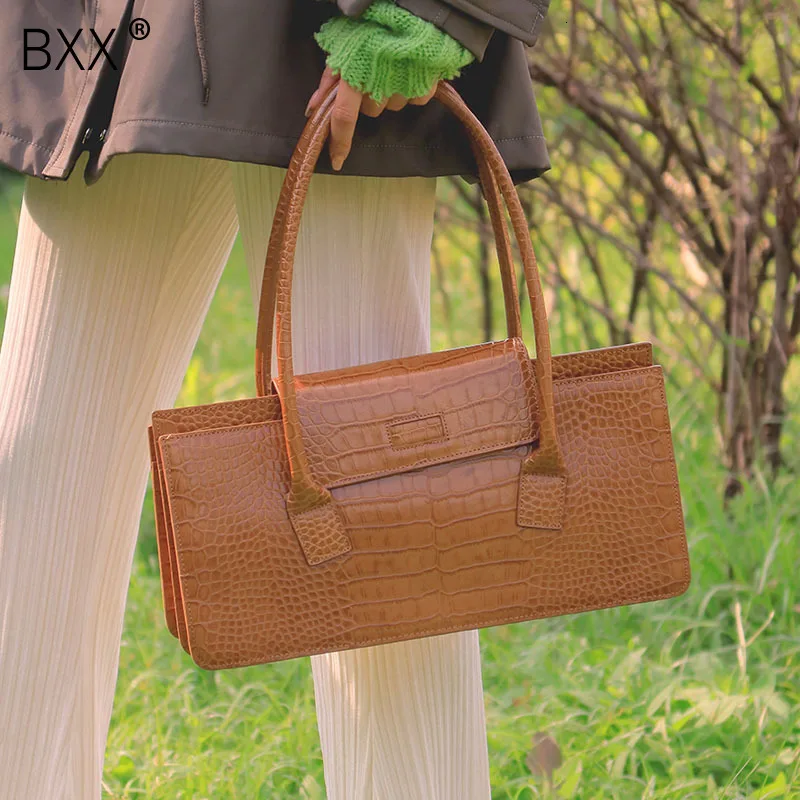 

[BXX] Crocodile Pattern Retro Crossbody Bag For Women 2020 Brand Designer Messenger Shoulder Bags Female Handbags HJ152