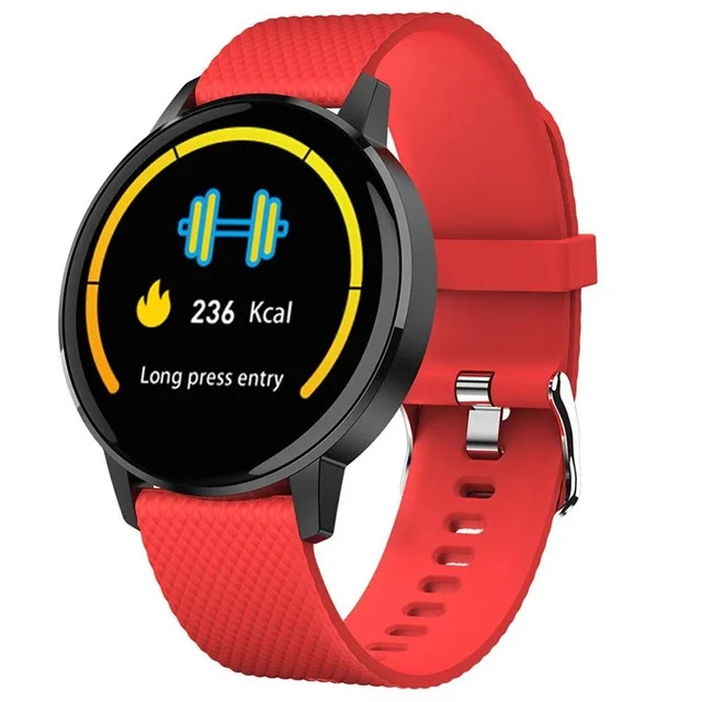 Умные часы T4, монитор сердечного ритма, водонепроницаемые, Bluetooth, закаленное стекло, фитнес-трекер, грудь, пульсометр, браслет для спорта - Цвет: Красный