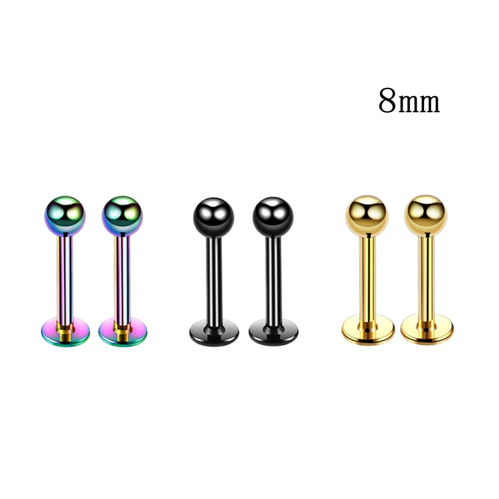 Ball 8mm 6pcs Пирсинг для губ Larbet стержни 14 шт./лот из нержавеющей стали Лабрет для губ кольца для губ ювелирные изделия для тела сексуальные женские аксессуары - Окраска металла: Ball 8mm 6pcs