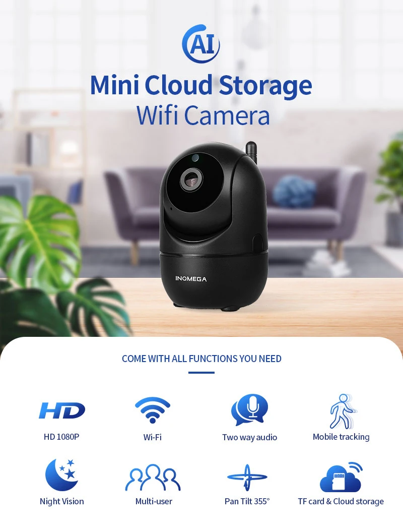 INQMEGA HD 1080P Cloud Wireless IP Camera Intelligent Auto Tracking Of Human Home