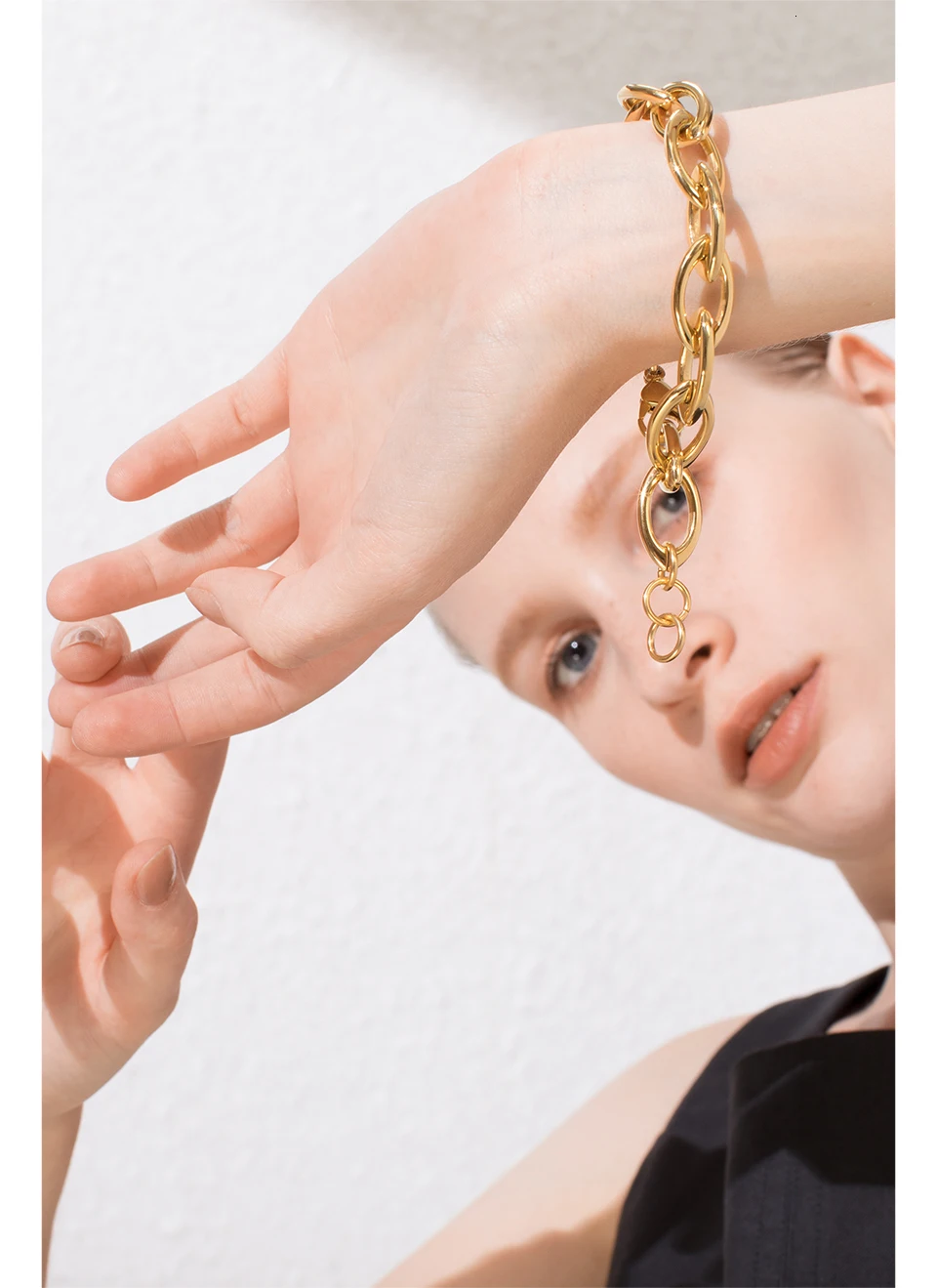 ENFASHION панк звеньевая цепь браслеты для женщин золотой цвет нержавеющая сталь толстая цепь браслет модное ювелирное изделие BM192012