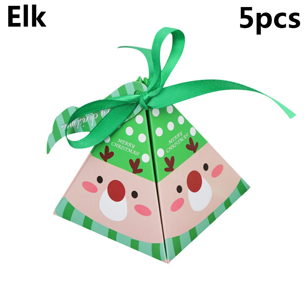 Elk 5 шт., креативная разноцветная бумажная коробка для конфет, рождественские сумки, Подарочная посылка, рождественские украшения, аксессуары для мероприятий, вечерние принадлежности - Цвет: Elk