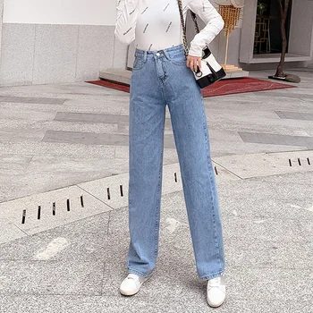 

Autumn New Korean Version Of The High Waist Wide Leg Jeans Straight Loose Mopping Pants Fashion Old Pants