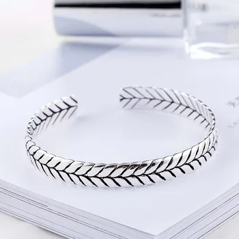 

Geometric Pattern Woven Thai Silver Bangle New Fashion Bracelet Bangle Jewelry For Women Men 925 Sterling Silver S-B277