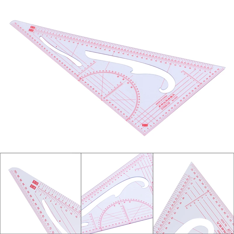 Triangle ruler drawing ruler New multi-function triangular scale ruler measure plastic dressmaking tailor sewing