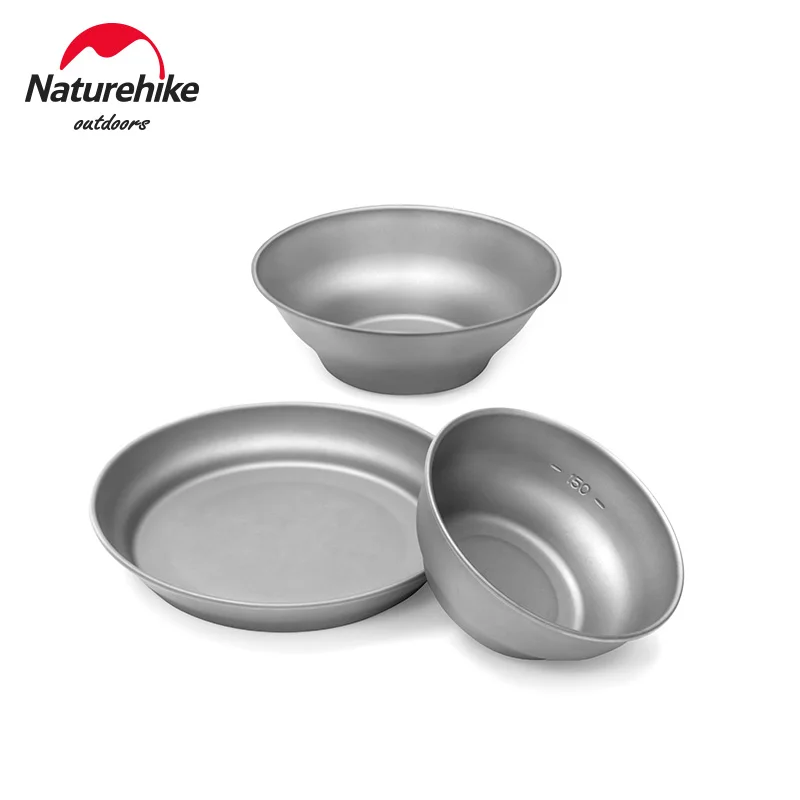 Naturehike Camping Titanium Tableware Plate Bowl Dish Outdoor Picnic BBQ Multi Size Tableware Portable Ultralight Cook Equipment