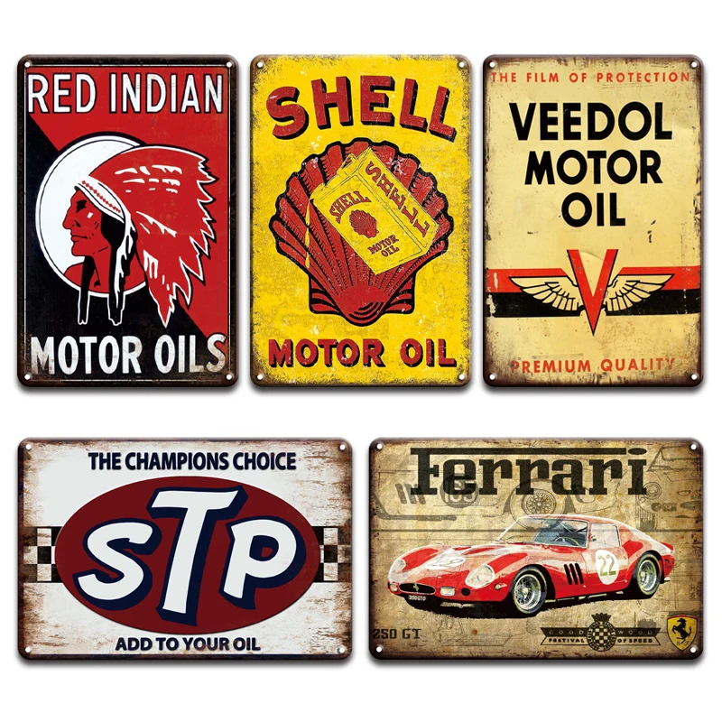 Metal Tin Sign shell motor oils Bar Pub Home Vintage Retro Poster Cafe ART