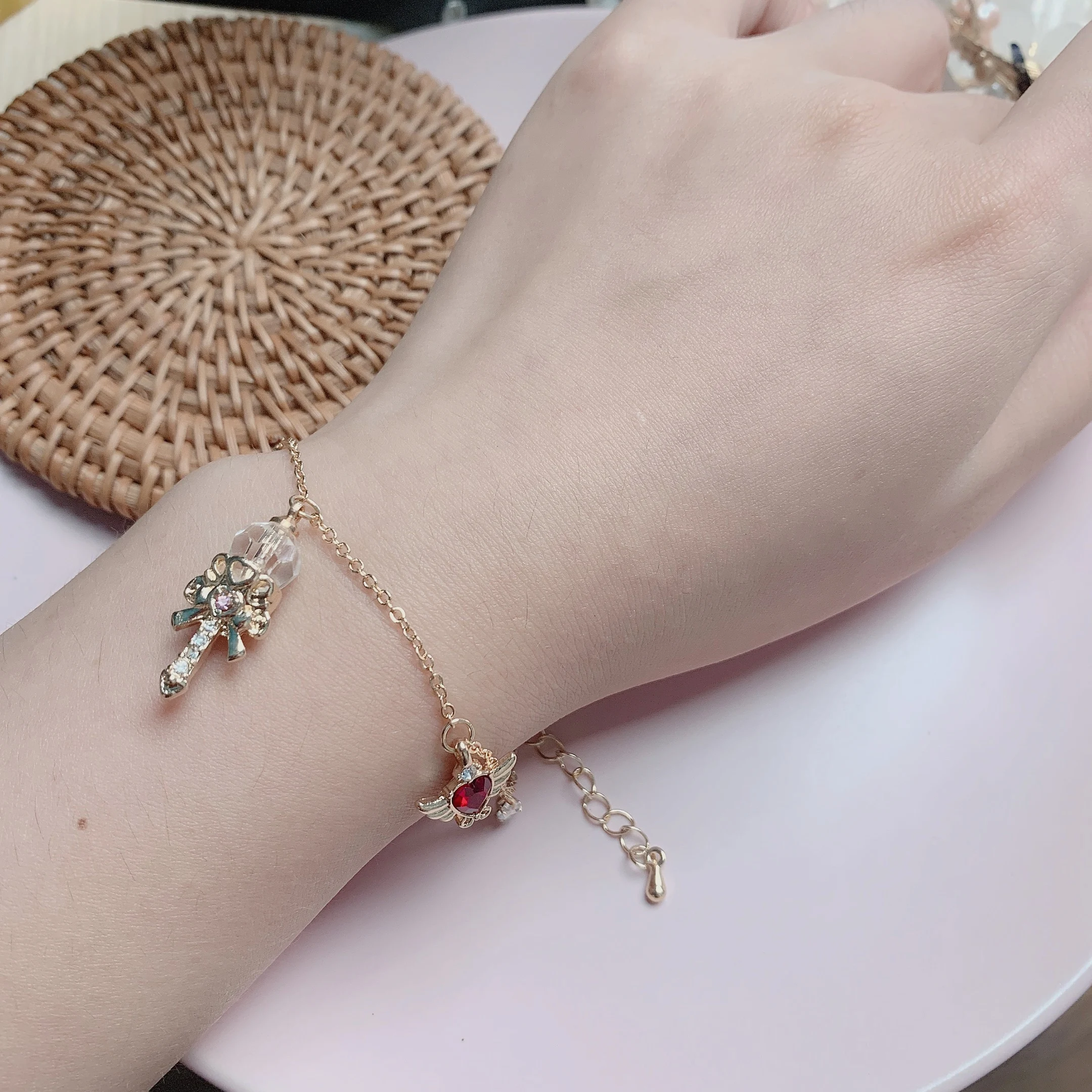 Sansummer, новинка, хит, модный, милый, для девушек, сердце, крылья, волшебные ключи, фэнтези, мультфильм, романтичный, очаровательный, массивный браслет для женщин, ювелирное изделие