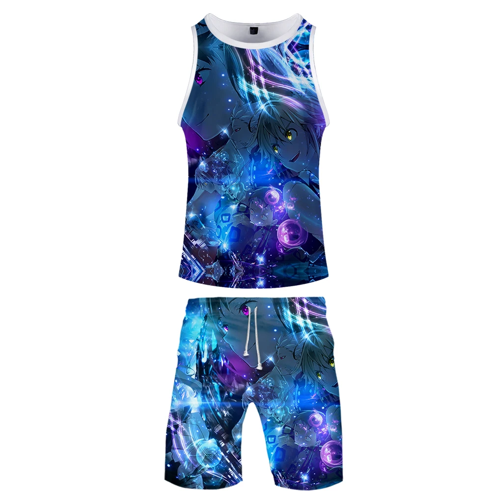 The Seven Deadly Sins Mens Tank Tops Shirt Cartoon 3D Print 2 Piece Vest Set Jerseys Harajuku Summer Anime Tracksuit Men Clothes
