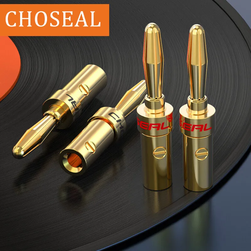 CHOSEAL 24K Gold-plated Copper Banana Speaker Plug Connector Adapter Audio Banana Connectors for Speaker Wire Amplifiers