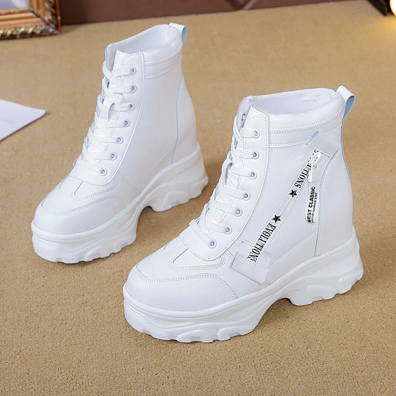 Botas de plataforma alta para mujer, zapatos de tacón alto de 8CM, suela  gruesa al tobillo, zapatillas de cuero con cuña, botas de felpa para  mantener el calor, otoño e invierno, 2019|Botas