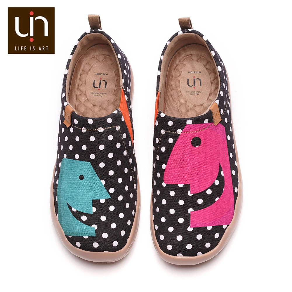 UIN-zapatos de lona con diseño cómic para mujer, mocasines planos informales sin cordones, para caminar - Calzado