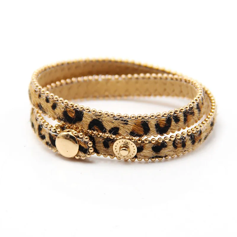 Леопардовые кожаные браслеты для женщин Модные Разноцветные регулируемые кнопки женские браслеты ювелирные изделия подарочные браслеты