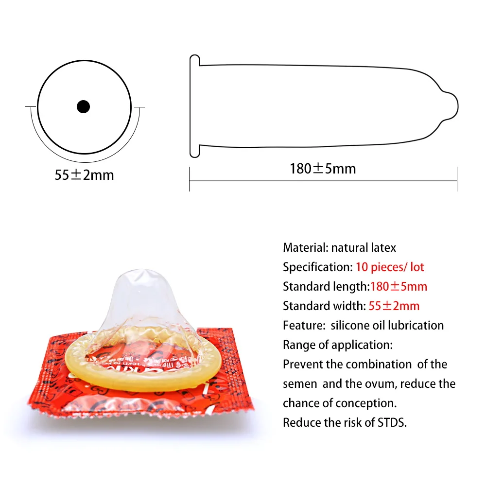 10Pcs/Lot 55mm Large Size Condoms Plus Size 55mm Big Condones Penis Sleeve Natural Latex Contraception Adult Sex Toys 2