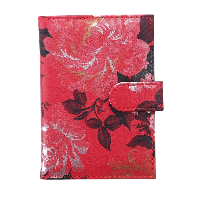 Rose red Элегантный женский чехол для паспорта с цветочным принтом, сумка для путешествий, Женский кредитный держатель для карт, кошелек, чехол для билетов, сумка-Органайзер - Цвет: Rose red