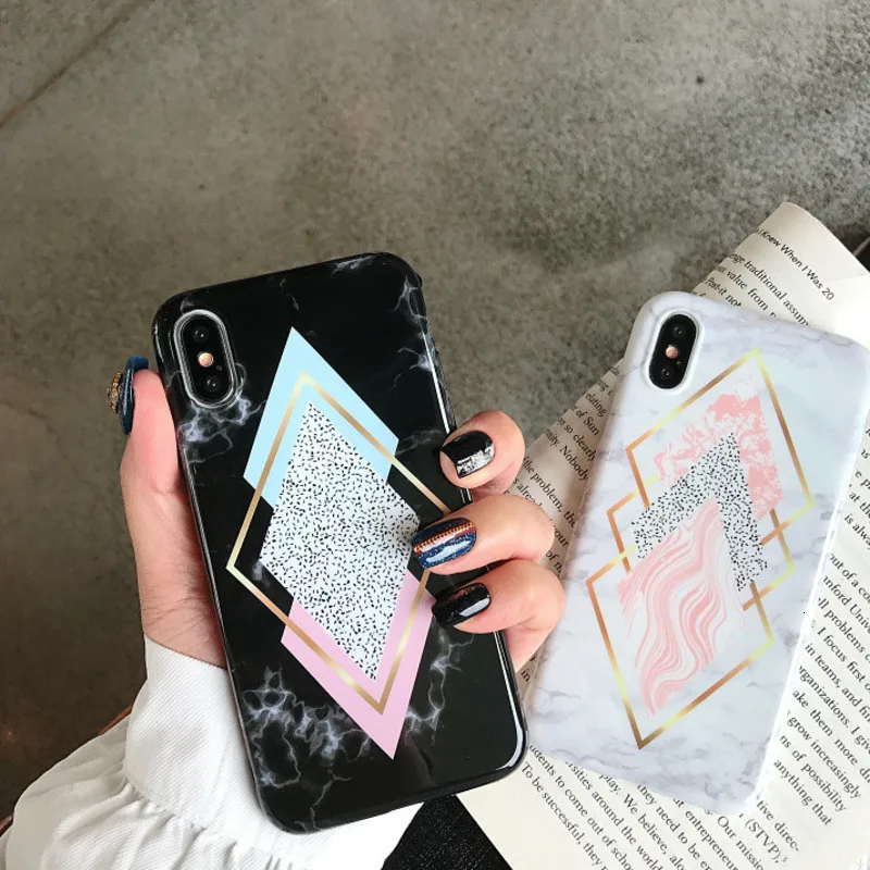 Простой геометрический мраморный Чехол для мобильного телефона iPhone X XS XR XSMax 8 7 6 6S