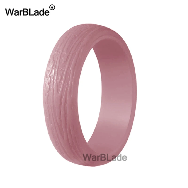 Fashion 5.7mm Tree Pattern Silicone Rings For Women Wedding Rubber Bands Sports Hypoallergenic Flexible Silicone Finger Ring - Цвет основного камня: Rose pink