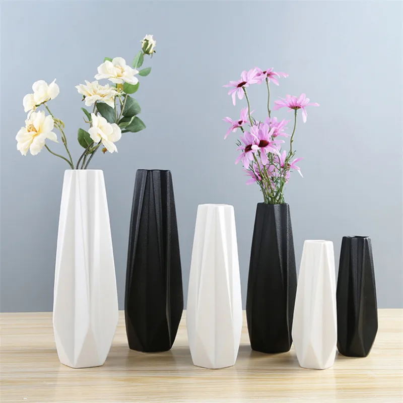 Современные Простые керамические вазы Белый/чёрный Настольный оригами ваза Европейская мода цветочный горшок Креативные Свадебные подарки украшение дома