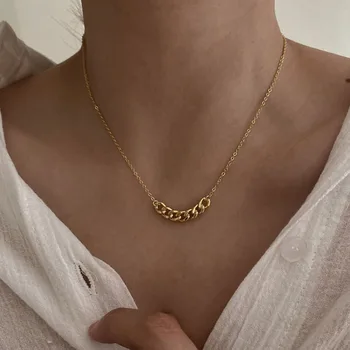 

Peri'sBox Gold Silver Color Thick Cuban Chain Necklaces Curb Link Necklaces for Women Small Charm Minimalist Necklace 2020 Hot